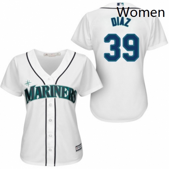 Womens Majestic Seattle Mariners 39 Edwin Diaz Replica White Home Cool Base MLB Jersey