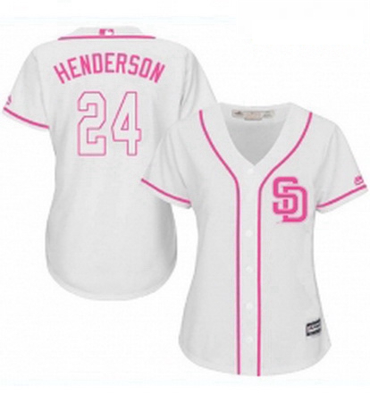 Womens Majestic San Diego Padres 24 Rickey Henderson Authentic White Fashion Cool Base MLB Jersey