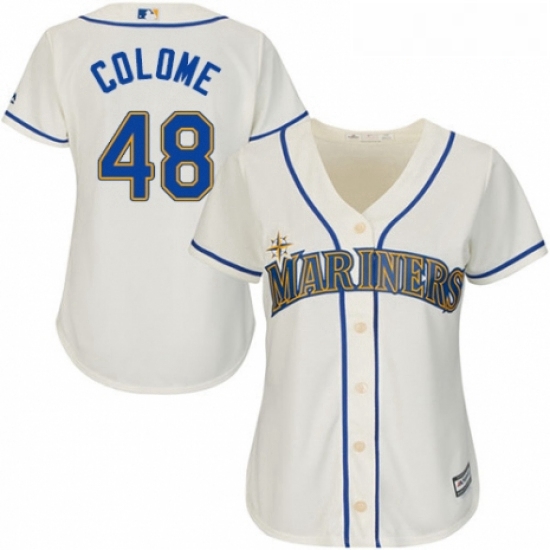 Womens Majestic Seattle Mariners 48 Alex Colome Replica Cream Alternate Cool Base MLB Jersey