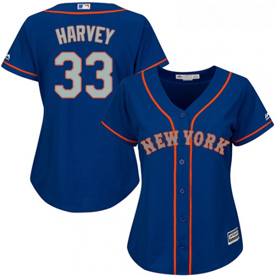 Womens Majestic New York Mets 33 Matt Harvey Authentic BlueGrey 