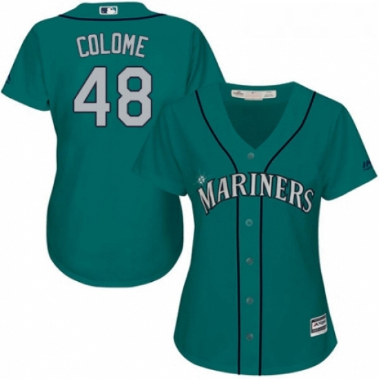 Womens Majestic Seattle Mariners 48 Alex Colome Replica Teal Green Alternate Cool Base MLB Jersey