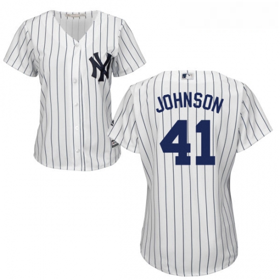 Womens Majestic New York Yankees 41 Randy Johnson Authentic Whit