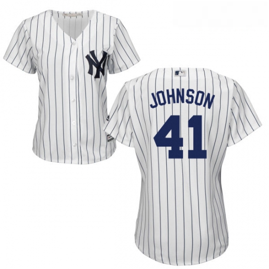 Womens Majestic New York Yankees 41 Randy Johnson Replica White Home MLB Jersey