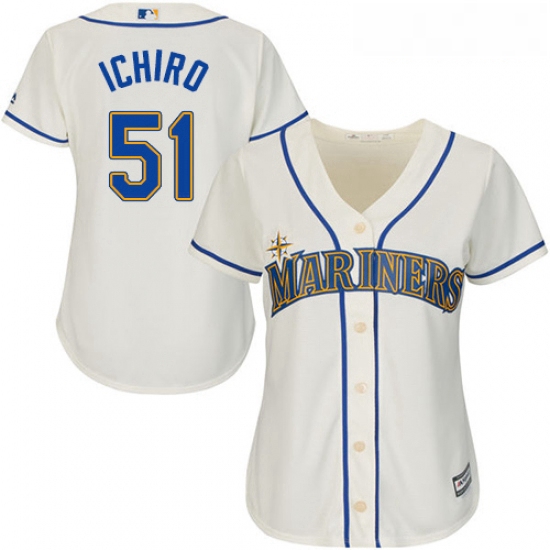 Womens Majestic Seattle Mariners 51 Ichiro Suzuki Authentic Cream Alternate Cool Base MLB Jersey