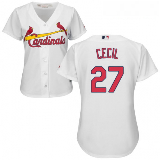 Womens Majestic St Louis Cardinals 27 Brett Cecil Authentic White Home Cool Base MLB Jersey