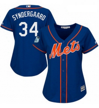 Womens Majestic New York Mets 34 Noah Syndergaard Authentic Roya