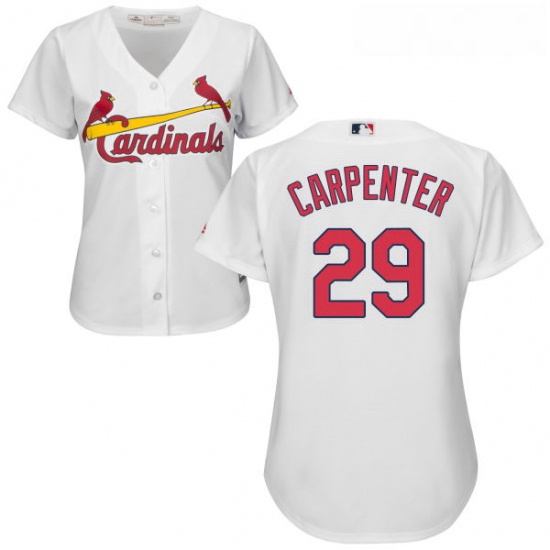 Womens Majestic St Louis Cardinals 29 Chris Carpenter Replica White Home Cool Base MLB Jersey