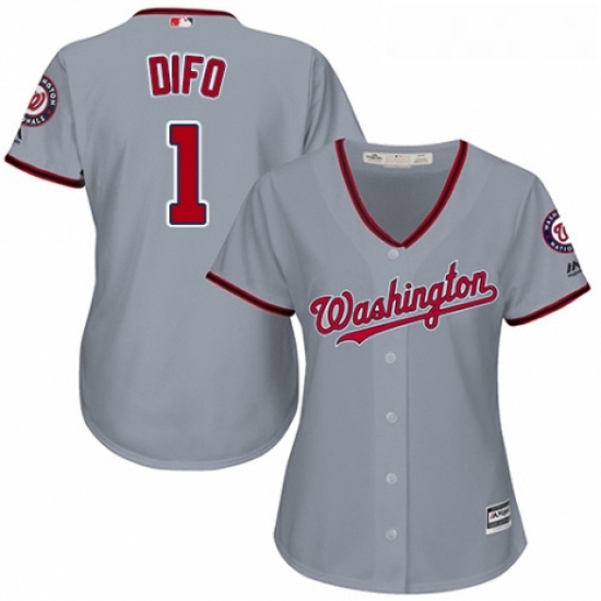 Womens Majestic Washington Nationals 1 Wilmer Difo Replica Grey Road Cool Base MLB Jersey