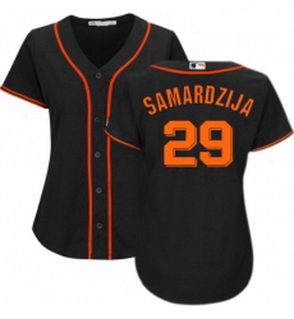 Womens Majestic San Francisco Giants 29 Jeff Samardzija Authentic Black Alternate Cool Base MLB Jers