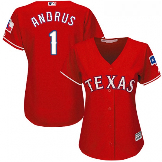 Womens Majestic Texas Rangers 1 Elvis Andrus Authentic Red Alternate Cool Base MLB Jersey