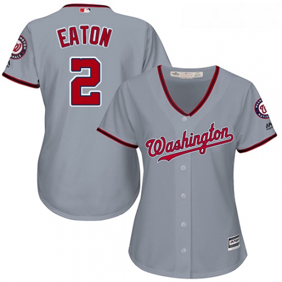 Womens Majestic Washington Nationals 2 Adam Eaton Authentic Grey Road Cool Base MLB Jersey