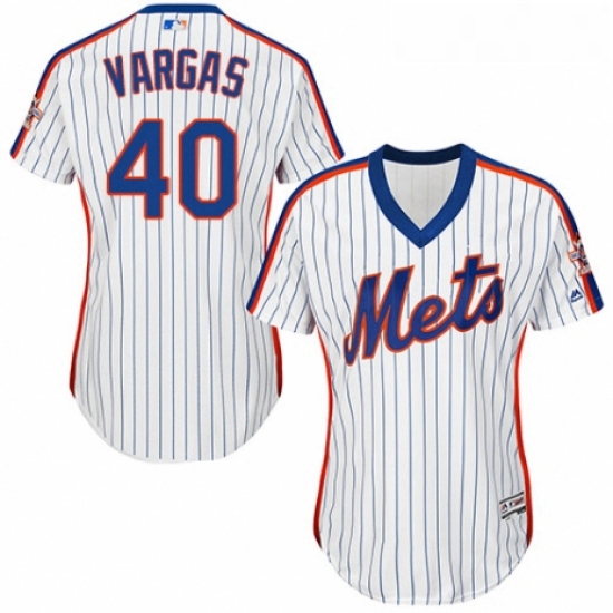 Womens Majestic New York Mets 40 Jason Vargas Authentic White Al