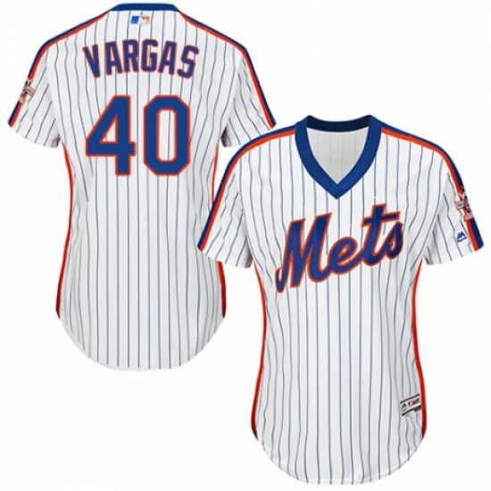 Womens Majestic New York Mets 40 Jason Vargas Authentic White Alternate Cool Base MLB Jersey