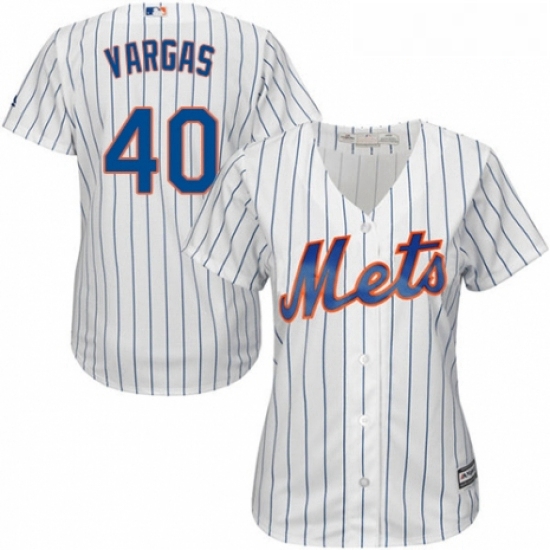 Womens Majestic New York Mets 40 Jason Vargas Authentic White Ho