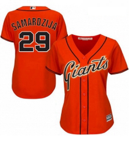 Womens Majestic San Francisco Giants 29 Jeff Samardzija Authentic Orange Alternate Cool Base MLB Jer