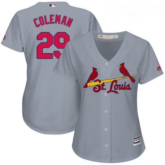 Womens Majestic St Louis Cardinals 29 Vince Coleman Authentic Grey Road Cool Base MLB Jersey