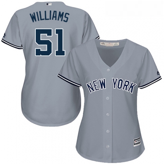 Womens Majestic New York Yankees 51 Bernie Williams Authentic Grey Road MLB Jersey