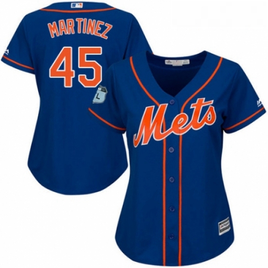 Womens Majestic New York Mets 45 Pedro Martinez Authentic Royal Blue Alternate Home Cool Base MLB Je