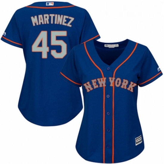 Womens Majestic New York Mets 45 Pedro Martinez Authentic Royal Blue Alternate Road Cool Base MLB Je