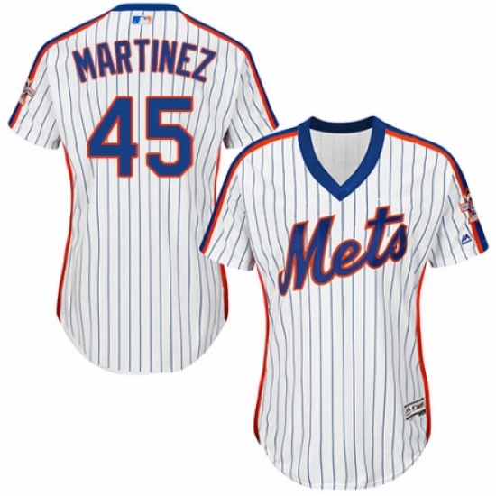 Womens Majestic New York Mets 45 Pedro Martinez Authentic White Alternate Cool Base MLB Jersey