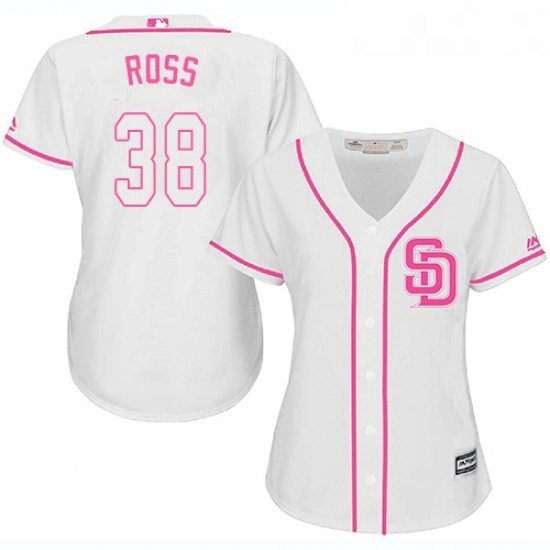 Womens Majestic San Diego Padres 38 Tyson Ross Replica White Fashion Cool Base MLB Jersey