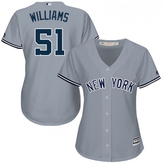 Womens Majestic New York Yankees 51 Bernie Williams Replica Grey