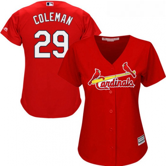 Womens Majestic St Louis Cardinals 29 Vince Coleman Replica Red Alternate Cool Base MLB Jersey