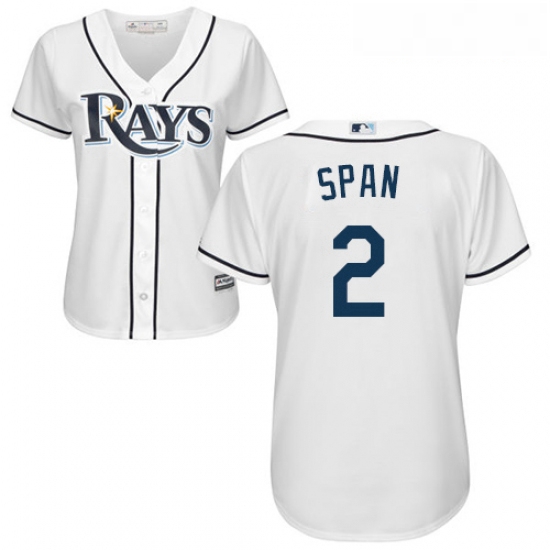 Womens Majestic Tampa Bay Rays 2 Denard Span Authentic White Hom