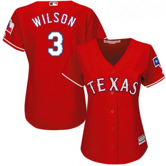 Womens Majestic Texas Rangers 3 Russell Wilson Authentic Red Alt