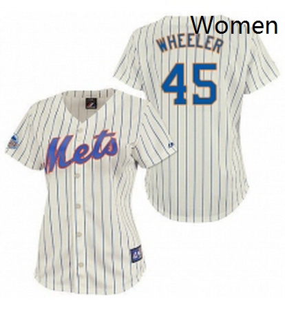 Womens Majestic New York Mets 45 Zack Wheeler Authentic CreamBlu