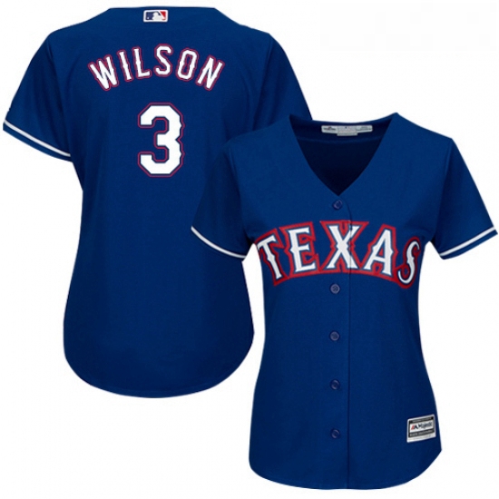 Womens Majestic Texas Rangers 3 Russell Wilson Replica Royal Blu