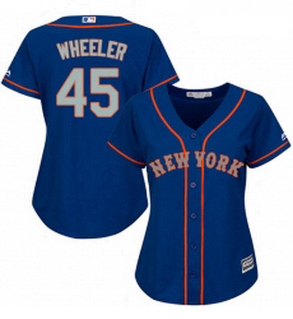 Womens Majestic New York Mets 45 Zack Wheeler Authentic Royal Blue Alternate Road Cool Base MLB Jers