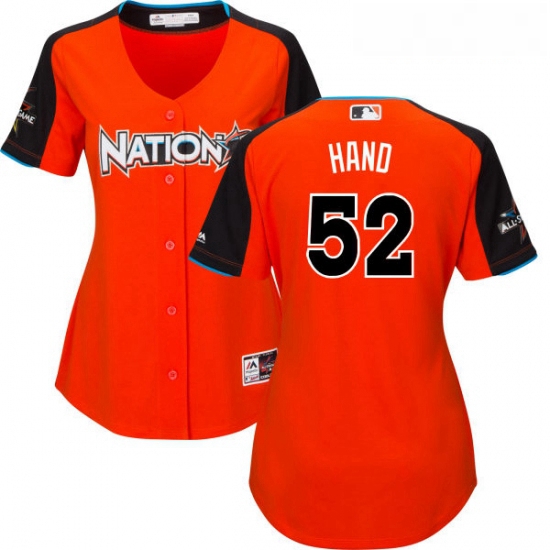 Womens Majestic San Diego Padres 52 Brad Hand Authentic Orange National League 2017 MLB All Star Coo