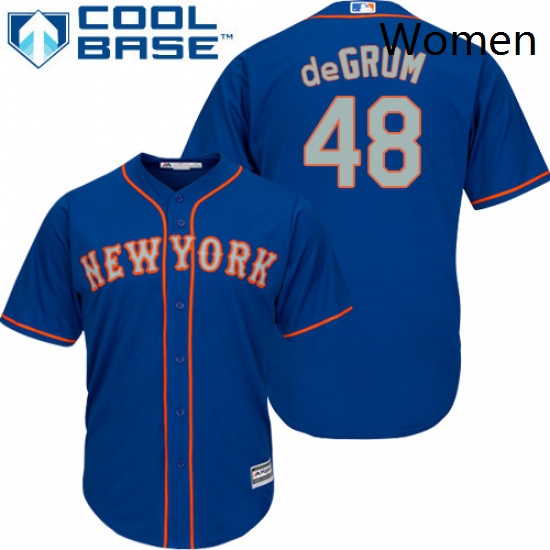 Womens Majestic New York Mets 48 Jacob deGrom Authentic Blue MLB