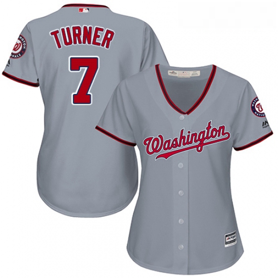 Womens Majestic Washington Nationals 7 Trea Turner Replica Grey 