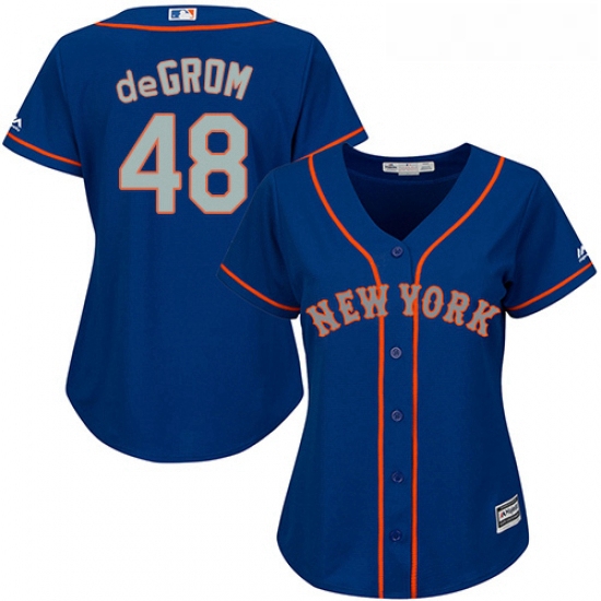 Womens Majestic New York Mets 48 Jacob deGrom Authentic BlueGrey