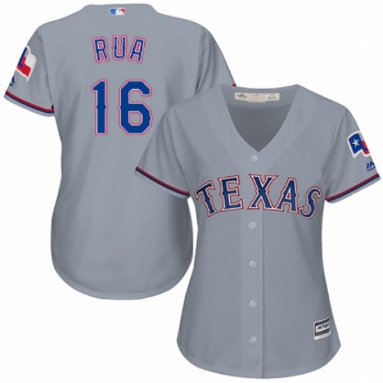 Womens Majestic Texas Rangers 16 Ryan Rua Authentic Grey Road Co