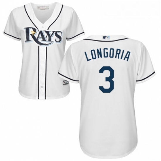 Womens Majestic Tampa Bay Rays 3 Evan Longoria Replica White Hom