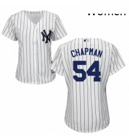 Womens Majestic New York Yankees 54 Aroldis Chapman Replica Whit