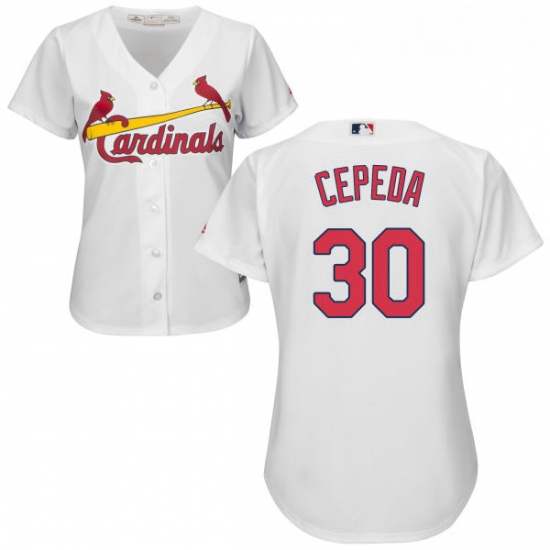 Womens Majestic St Louis Cardinals 30 Orlando Cepeda Replica White Home Cool Base MLB Jersey