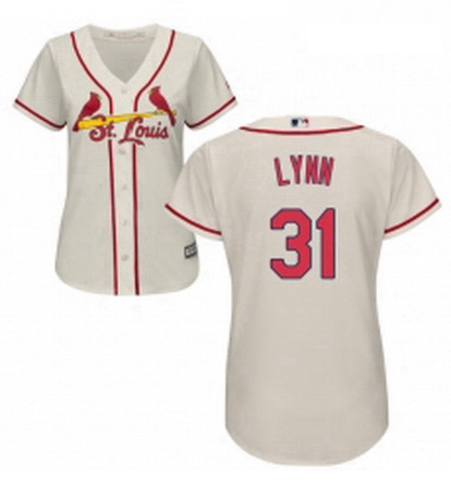 Womens Majestic St Louis Cardinals 31 Lance Lynn Authentic Cream Alternate Cool Base MLB Jersey