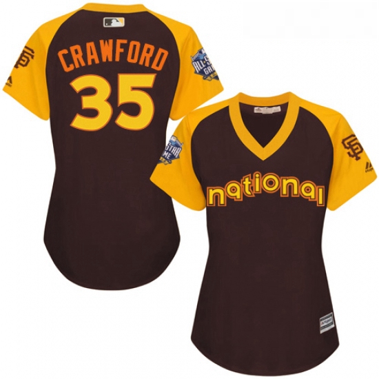 Womens Majestic San Francisco Giants 35 Brandon Crawford Authentic Brown 2016 All Star National Leag