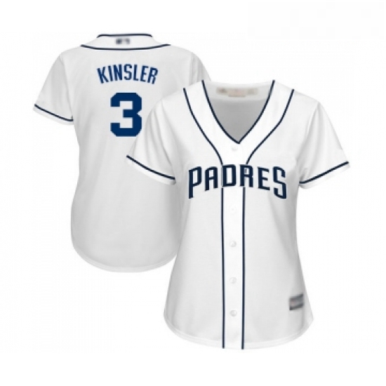 Womens San Diego Padres 3 Ian Kinsler Replica White Home Cool Ba