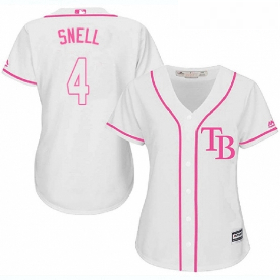 Womens Majestic Tampa Bay Rays 4 Blake Snell Replica White Fashion Cool Base MLB Jersey