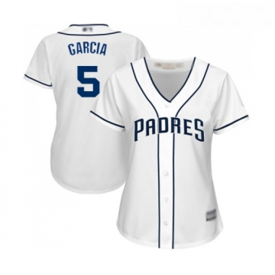 Womens San Diego Padres 5 Greg Garcia Replica White Home Cool Base Baseball Jersey