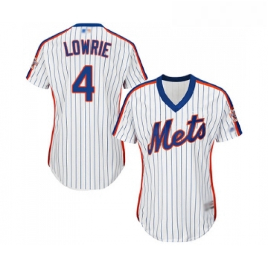 Womens New York Mets 4 Jed Lowrie Authentic White Alternate Cool