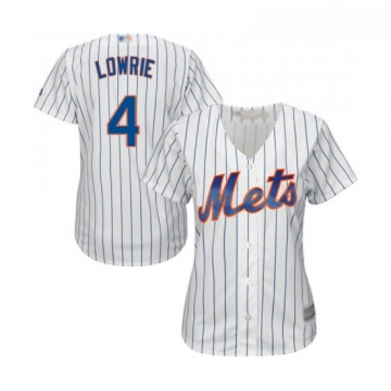 Womens New York Mets 4 Jed Lowrie Authentic White Home Cool Base Baseball Jersey