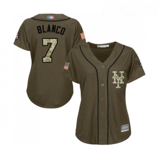 Womens New York Mets 7 Gregor Blanco Authentic Green Salute to Service Baseball Jersey