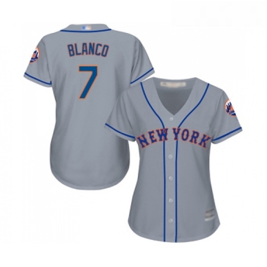 Womens New York Mets 7 Gregor Blanco Authentic Grey Road Cool Base Baseball Jersey