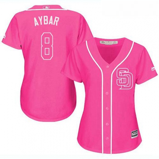 Womens San Diego Padres 8 Erick Aybar Pink Fashion Stitched MLB Jersey